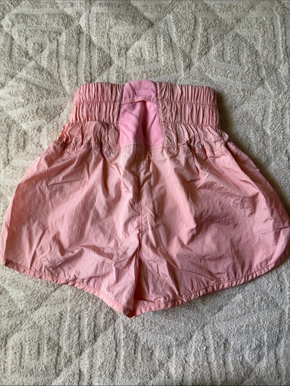 Women's Pink High-Waist Smocked Shorts - Picture 2 of 3